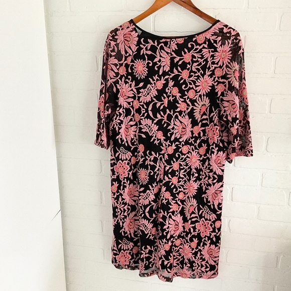 Anthropologie x Adrianna Papell Mini Dress Crochet Lace Floral Black Pink 16 - Picture 14 of 14